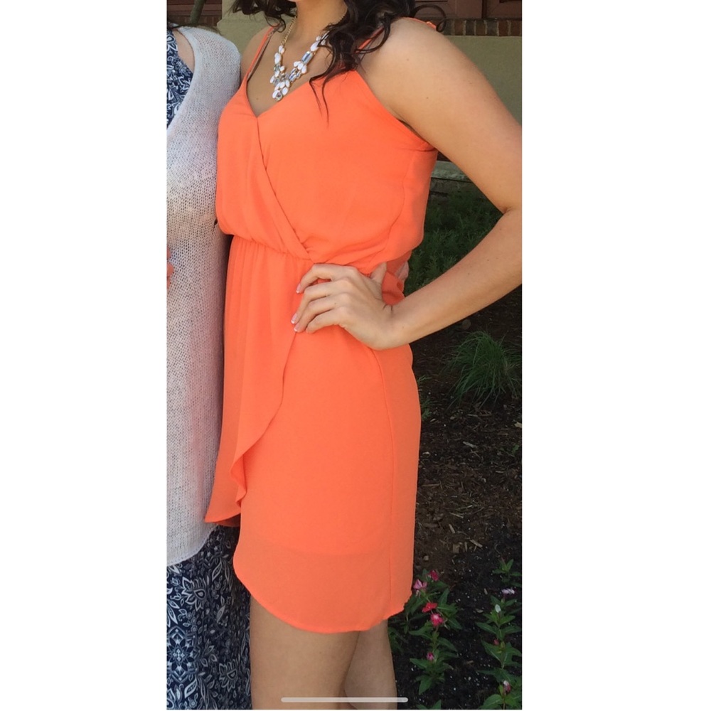 Bright orange flowy dress